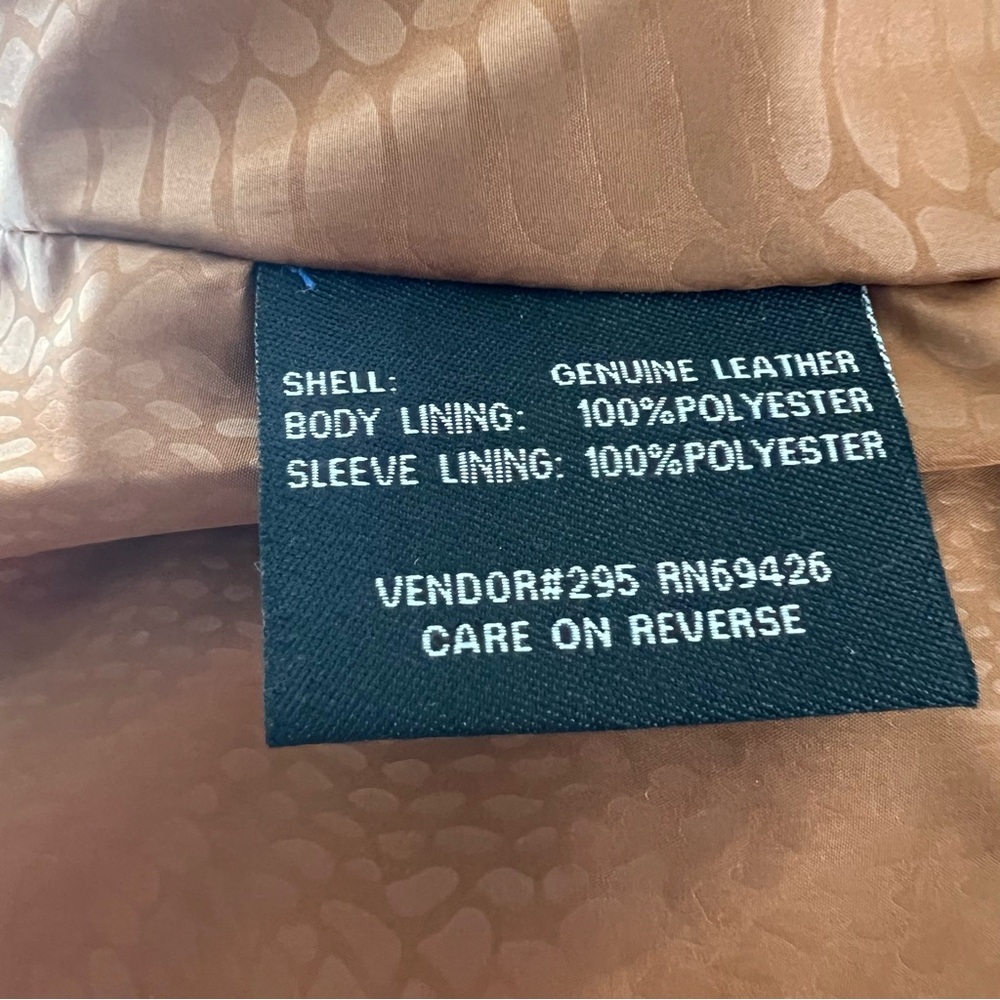 Wilsons Leather Tan Motorcycle Jacket with Stand-Up Collar - Picture 7 of 7